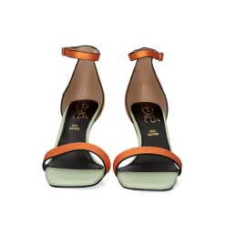 Sandalia De Salto Baixo Lilian-055 Laranja