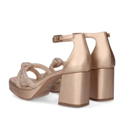 Sandalia De Salto Baixo Lina-210 Champanhe