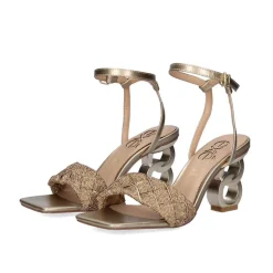 Sandalia De Salto Baixo Lilian-180 Ouro