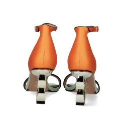 Sandalia De Salto Baixo Lilian-055 Laranja