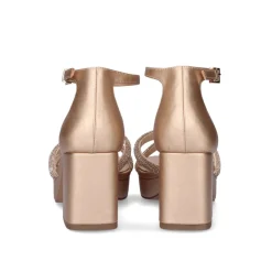 Sandalia De Salto Baixo Lina-210 Champanhe