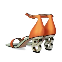 Sandalia De Salto Baixo Lilian-055 Laranja