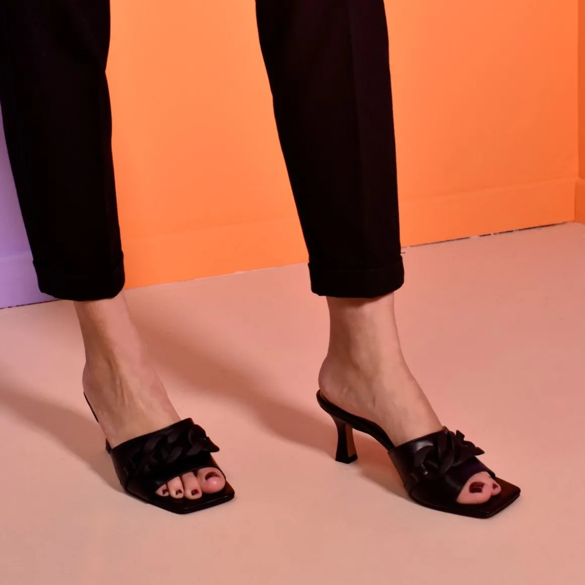 Sandalia De Salto Baixo Opra-312 Preto