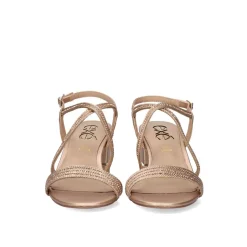 Sandalia De Salto Baixo Penny-266 Rosa Dourado