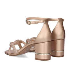 Sandalia De Salto Baixo Penny-247 Ouro Rosa