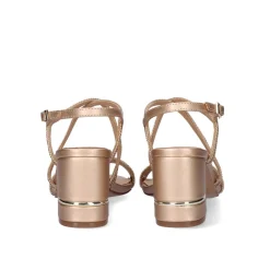 Sandalia De Salto Baixo Penny-266 Rosa Dourado