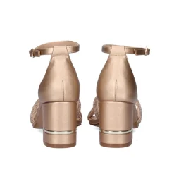 Sandalia De Salto Baixo Penny-247 Ouro Rosa