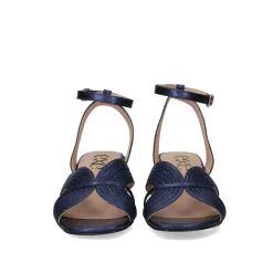 Sandalia De Salto Baixo Sidney-621 Snake Azul