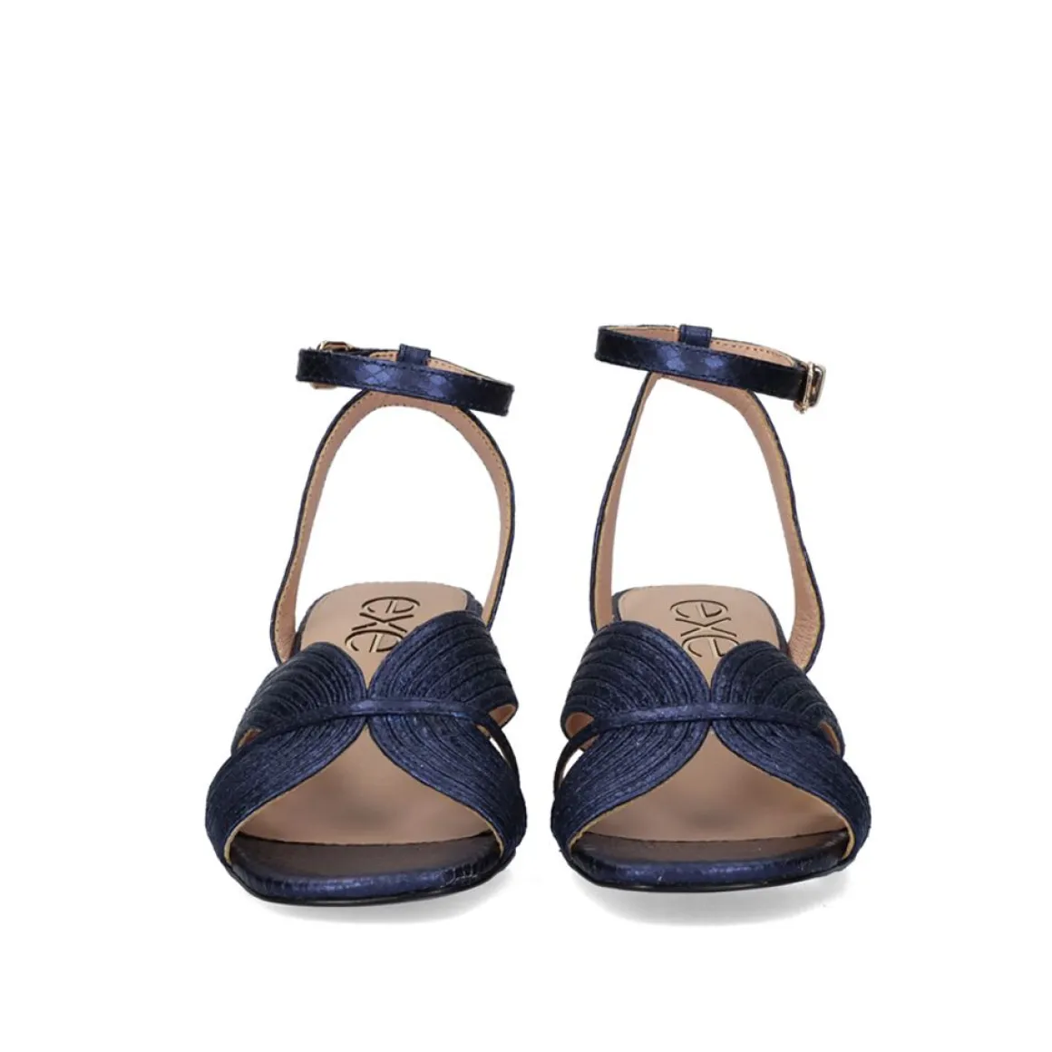 Sandalia De Salto Baixo Sidney-621 Snake Azul