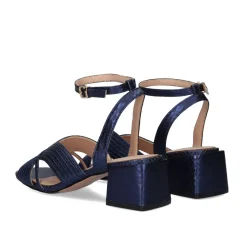 Sandalia De Salto Baixo Sidney-621 Snake Azul