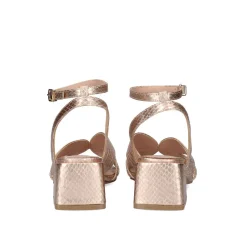 Sandalia De Salto Baixo Sidney-621 Snake Gold