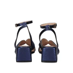 Sandalia De Salto Baixo Sidney-621 Snake Azul
