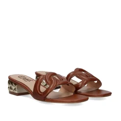 Sandalia De Salto Baixo 23V Katy-807 Tan