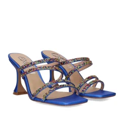 Sandalia De Salto Bianca-759 Strass Azul Multicolor