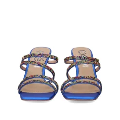 Sandalia De Salto Bianca-759 Strass Azul Multicolor