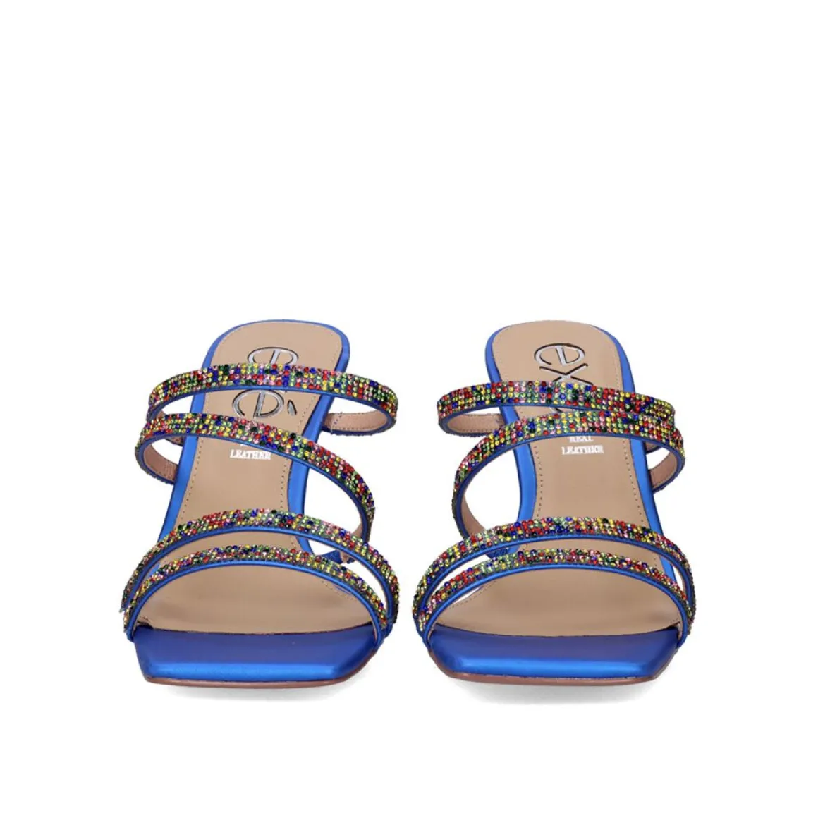 Sandalia De Salto Bianca-759 Strass Azul Multicolor