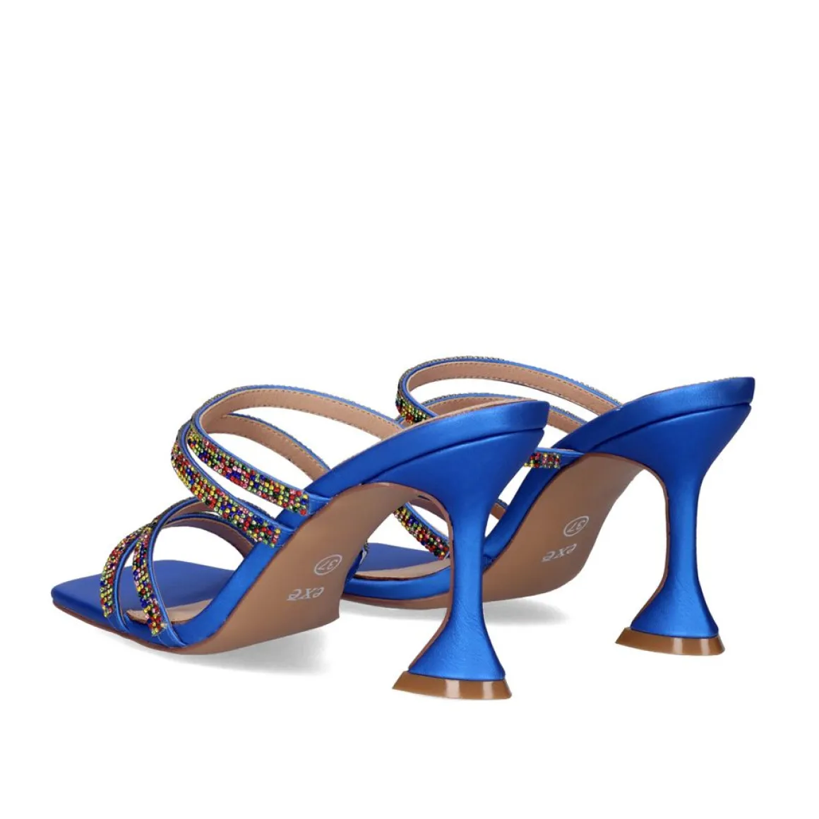 Sandalia De Salto Bianca-759 Strass Azul Multicolor