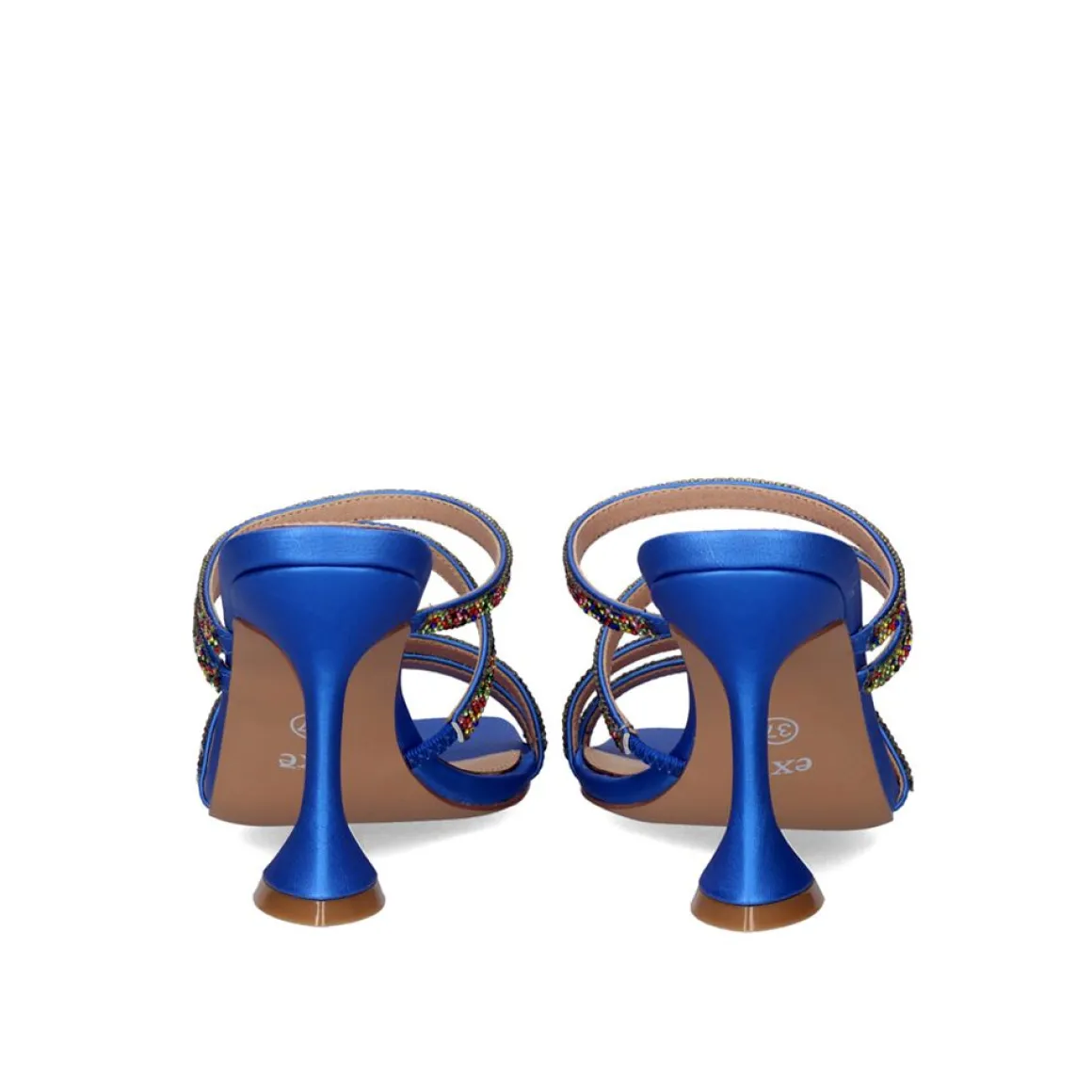 Sandalia De Salto Bianca-759 Strass Azul Multicolor