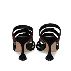 Sandalia De Salto Branco-770 Strass Preto