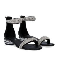 Sandalia De Salto Exe Katy-507 Strass Preto