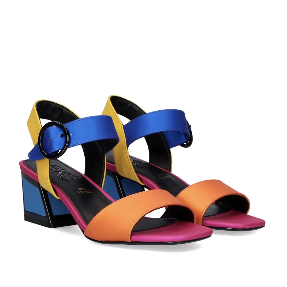 Sandalia De Salto Quadrado Luisa-515 Laranja