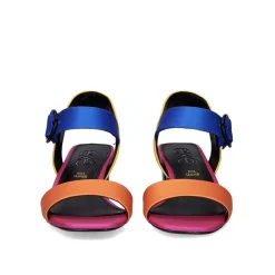 Sandalia De Salto Quadrado Luisa-515 Laranja