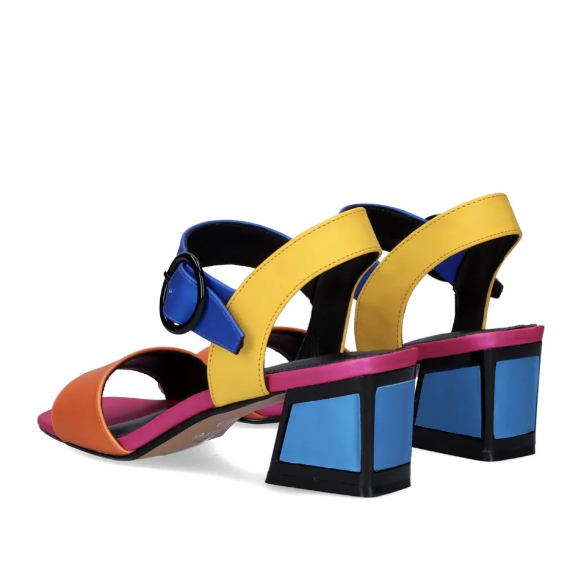 Sandalia De Salto Quadrado Luisa-515 Laranja