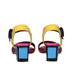 Sandalia De Salto Quadrado Luisa-515 Laranja