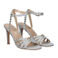 Sandalia De Salto Rebeca-376 Glitter Prata