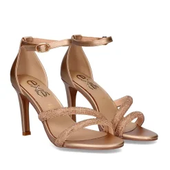 Sandalia De Salto Rebeca-233 Rosa Dourada