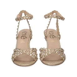 Sandalia De Salto Rebeca-376 Glitter Ouro