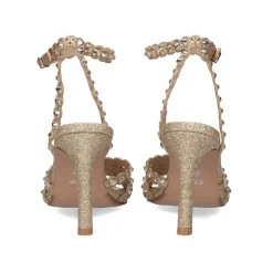 Sandalia De Salto Rebeca-376 Glitter Ouro