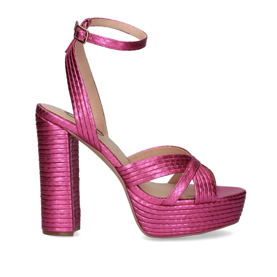 Sandalia De Salto 23V Ophelia-832 Snake Fuxia