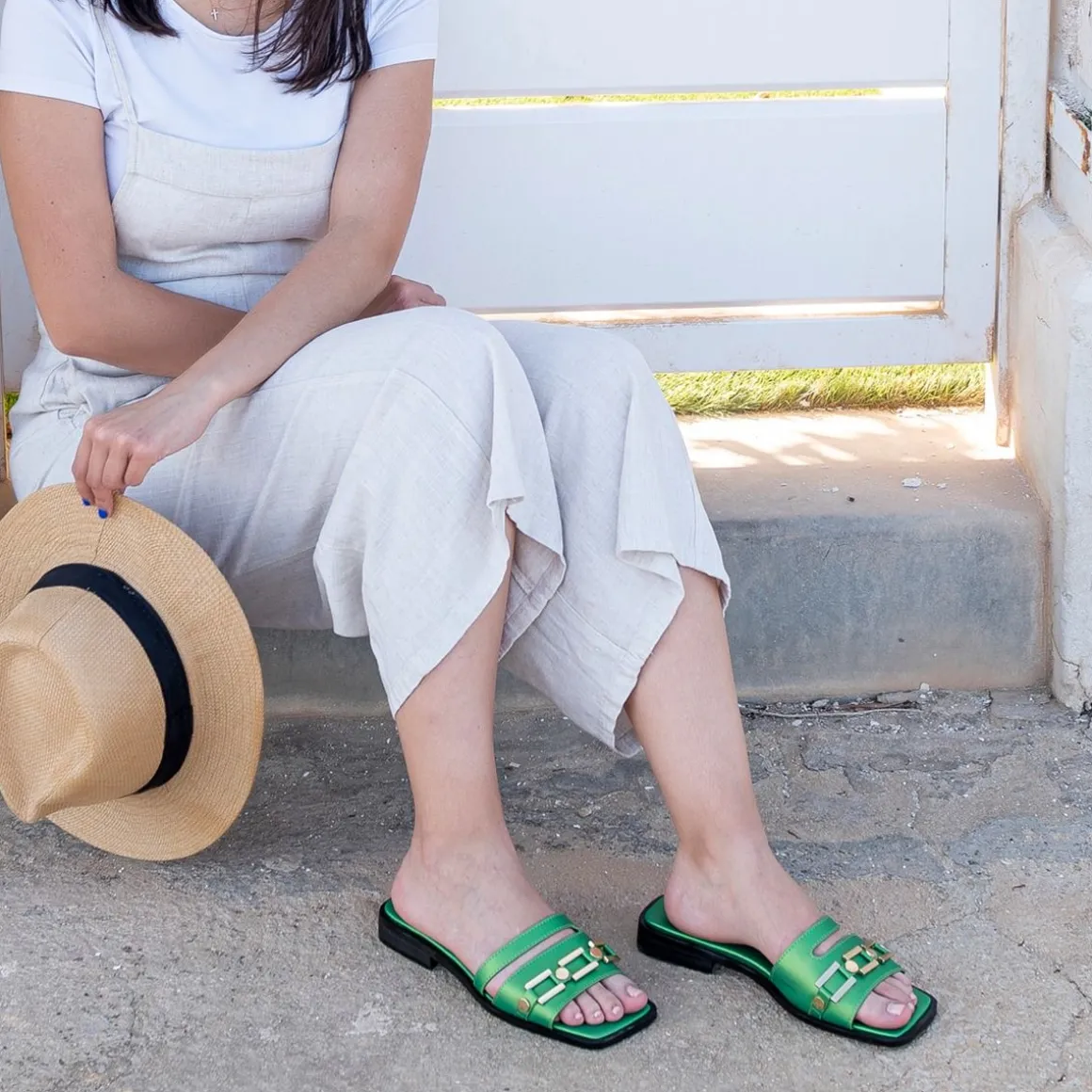 Sandalia Plana Annie-220 Verde