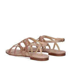 Sandalia Plana Loris-323 Rosa Dourado