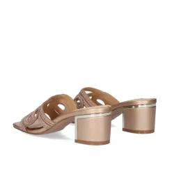 Sandalia Salto Baixo Isabel-599 Rosa-Dourado