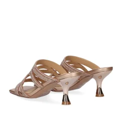 Sandalia Salto Baixo Jennifer-126 Rosa Dourado