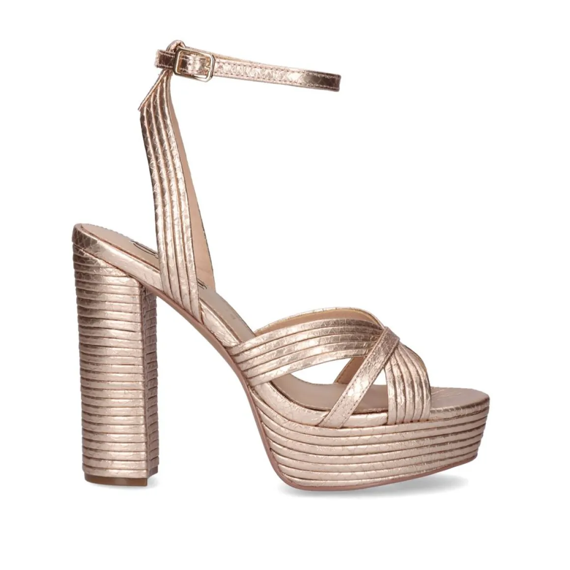 Sandalia Salto Ophelia-832 Snake Ouro Rosa