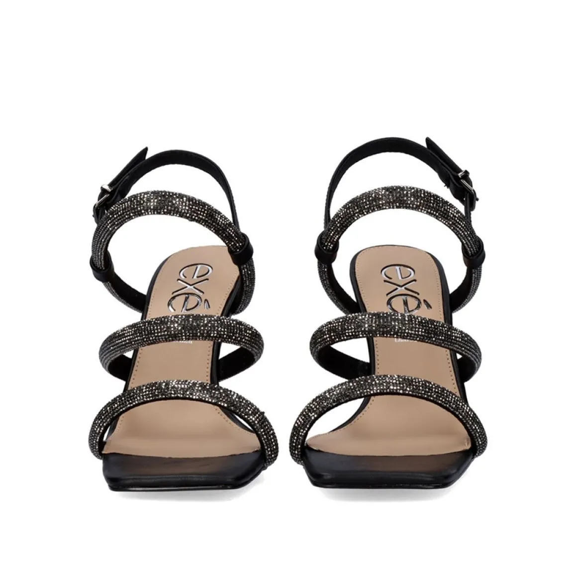 Sandalia 23V De Salto Exe Bianca-760 Strass Preta