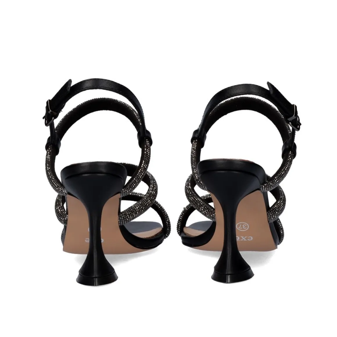 Sandalia 23V De Salto Exe Bianca-760 Strass Preta