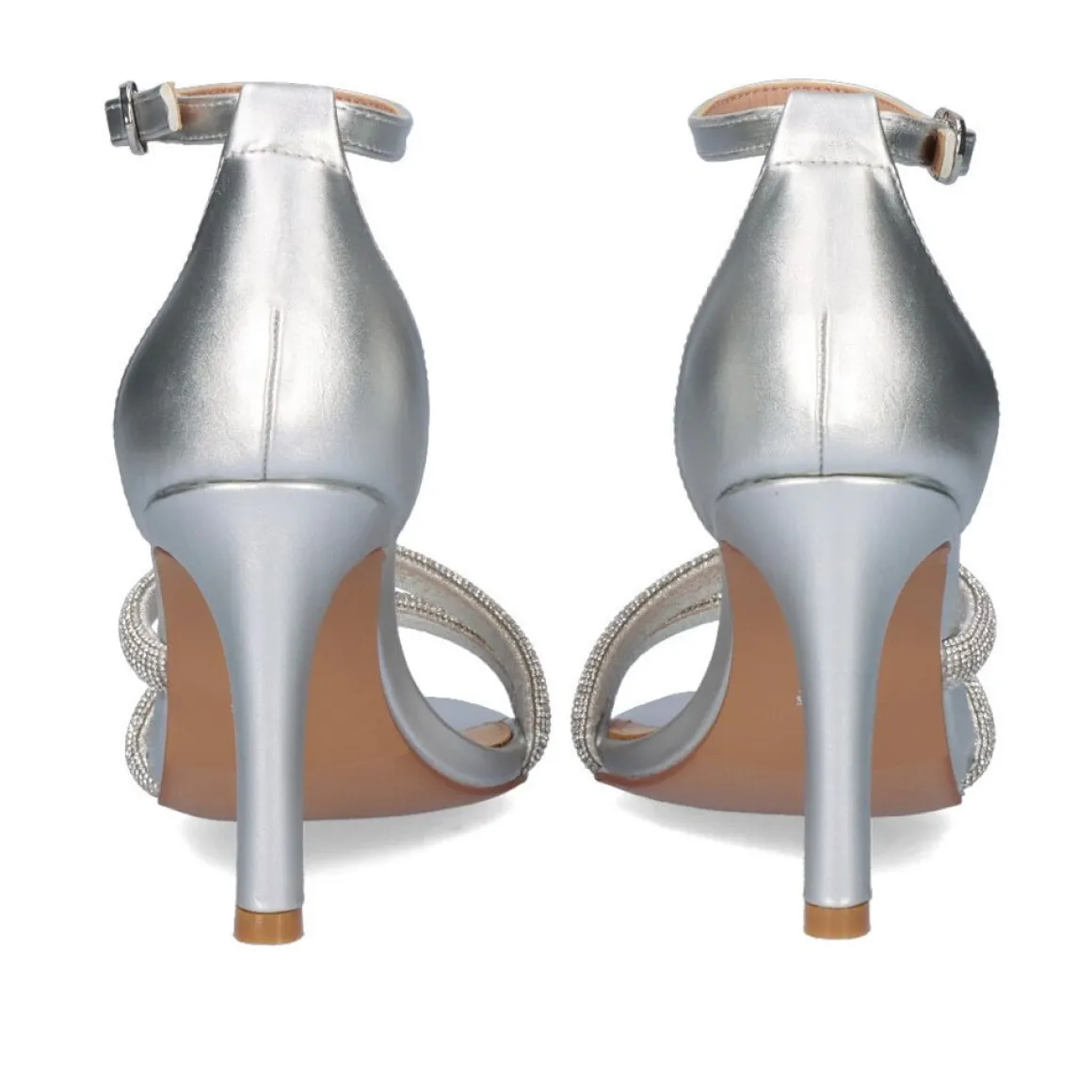 Sandálias Com Salto Rebeca-233 Prata