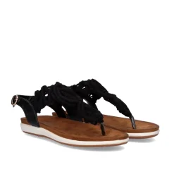 Sandálias De Croche Flat Toe F8043-26A Preta