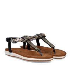 Sandálias De Dedo Liso F8043-21 Preto Brilhante