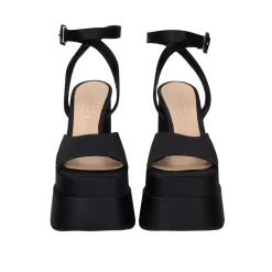 Sandálias De Salto Alto De Cetim Medusa-814 Preta