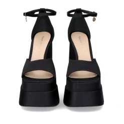 Sandálias De Salto Alto Em Cetim Medusa-815 Preto