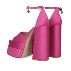Sandálias De Salto Alto Em Cetim Medusa-815 Fuxia
