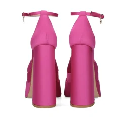 Sandálias De Salto Alto Em Cetim Medusa-815 Fuxia