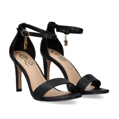 Sandálias De Salto Preto Rebeca-931 Serpente