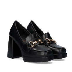 Sapato De Salto Alto Estilo Mocassim W2083-R3136 Cor Preta