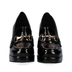 Sapato De Salto Alto Estilo Mocassim W2083-R3136 Cor Estilo Charol Black